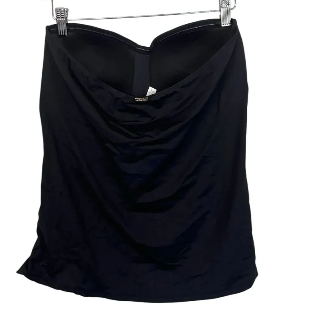 NWT Anne Cole | Women's Solid Twist Front Bandeaukini Swimwear Top Black‎ XL